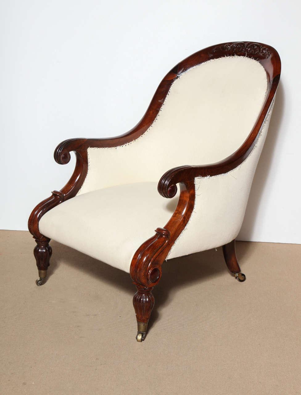 19th Century English, Goncalo Alves Armchair Covered in Muslin