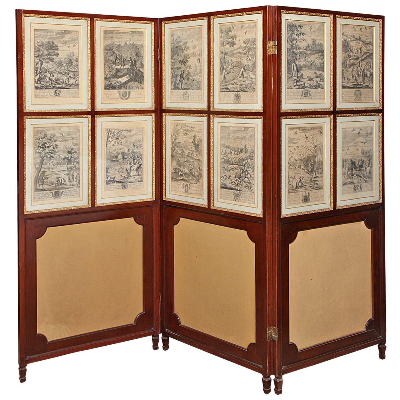 Pair of English Screens With Steel Engravings