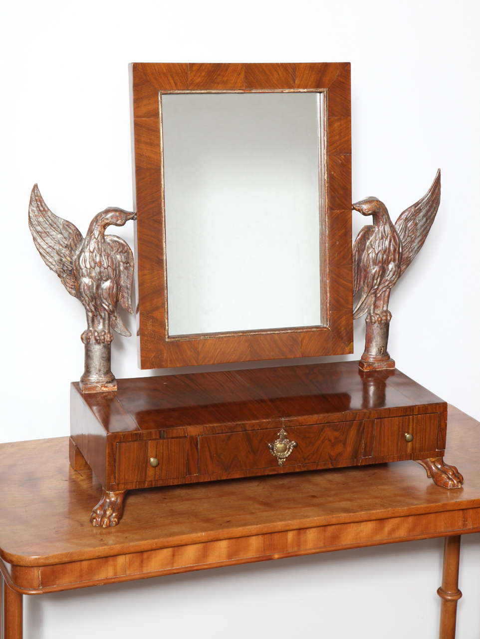 19th Century Italian Walnut and Gilded Dressing Mirror