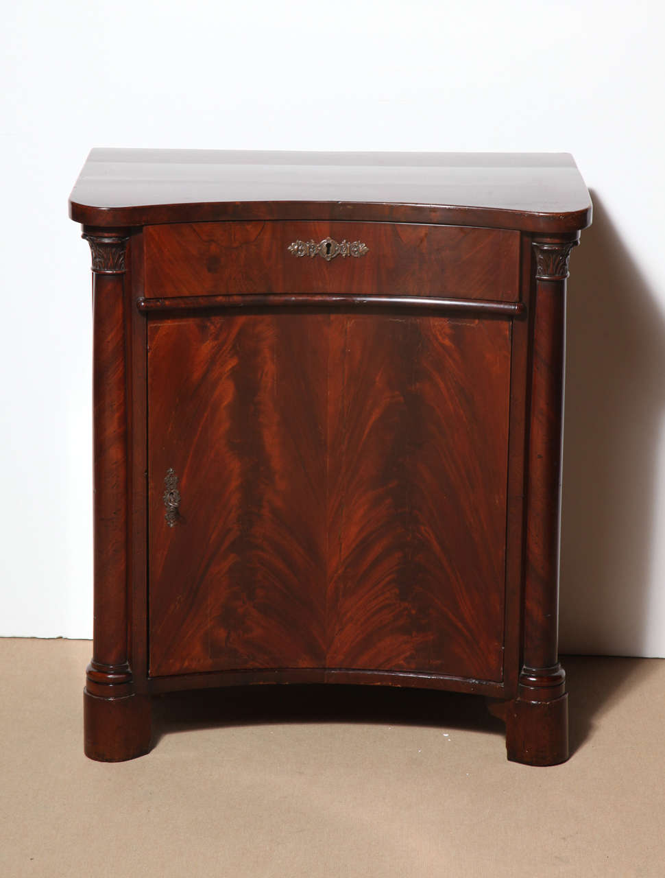19th Century Northern European Concave Cupboard With a Drawer