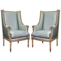 Antique Pair of 19th Century Tall Bergeres