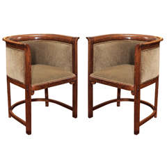 Pair of Art Deco Barrel Chairs