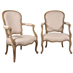 Pair of 18th c. Painted Fauteuils