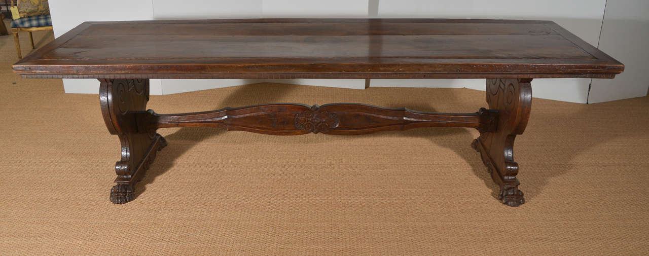 Late 17th c. Walnut Italian Refectory Table In Excellent Condition In Houston, TX