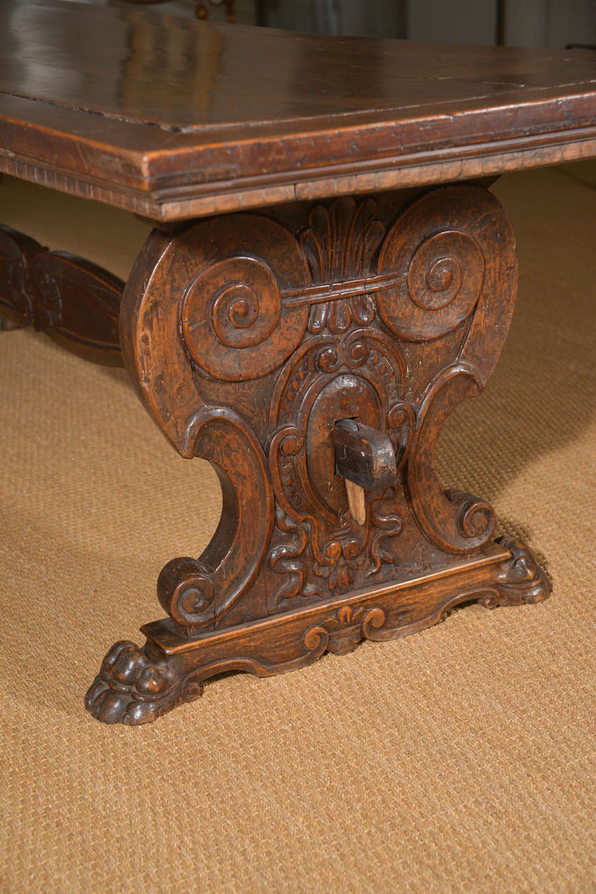 18th Century and Earlier Late 17th c. Walnut Italian Refectory Table