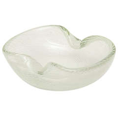 Italian Murano Venini Optical Glass Bowl