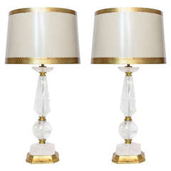 Pair of Rock Crystal Lamps with Globe Center 10