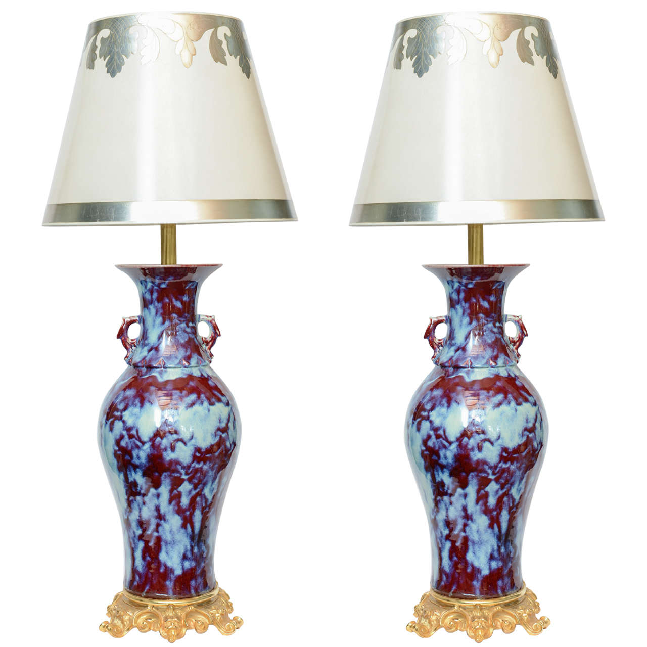 Massive Pair of Chinese Porcelain Lamps For Sale