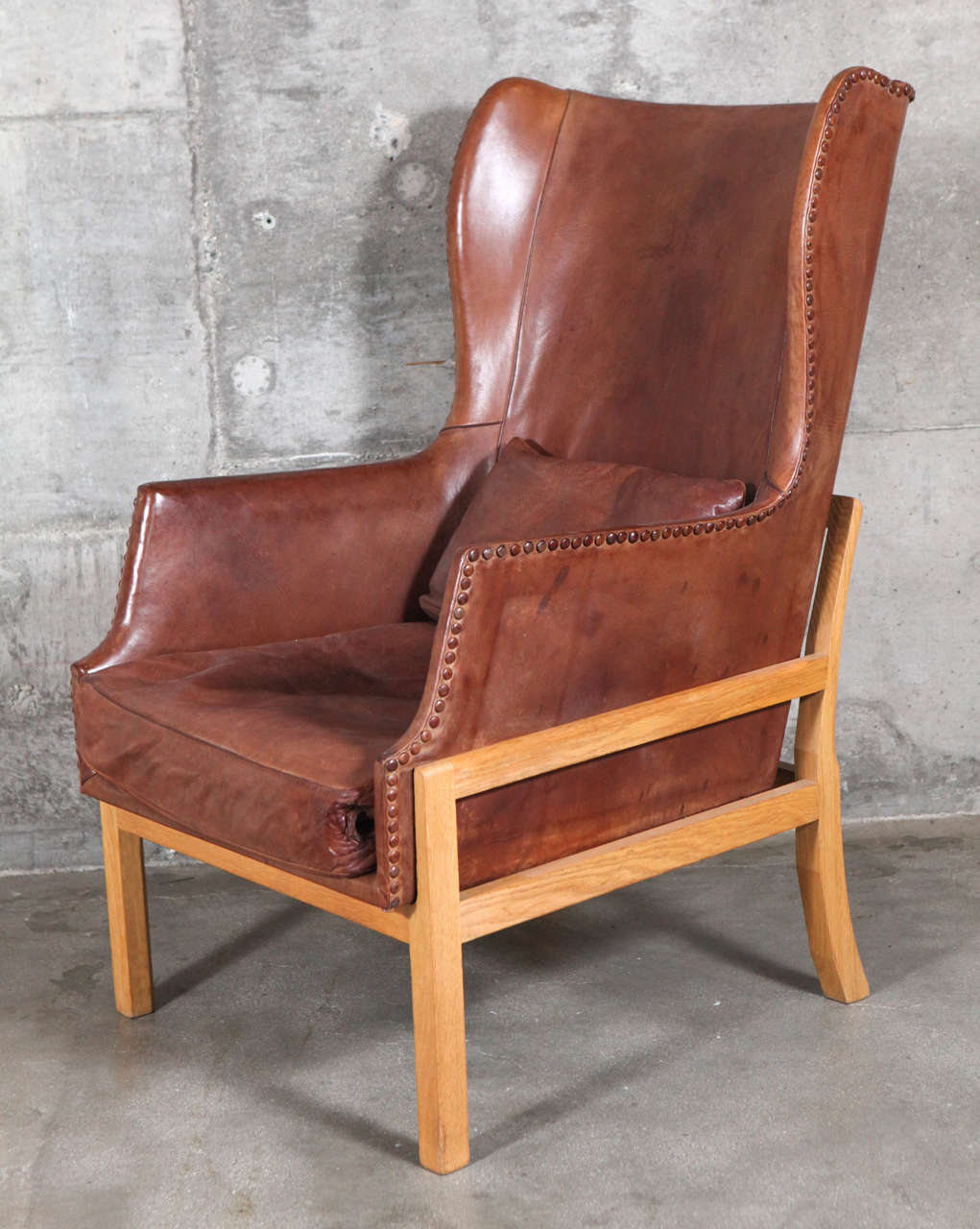 Danish Mogens Koch Wingback Chair and Stool