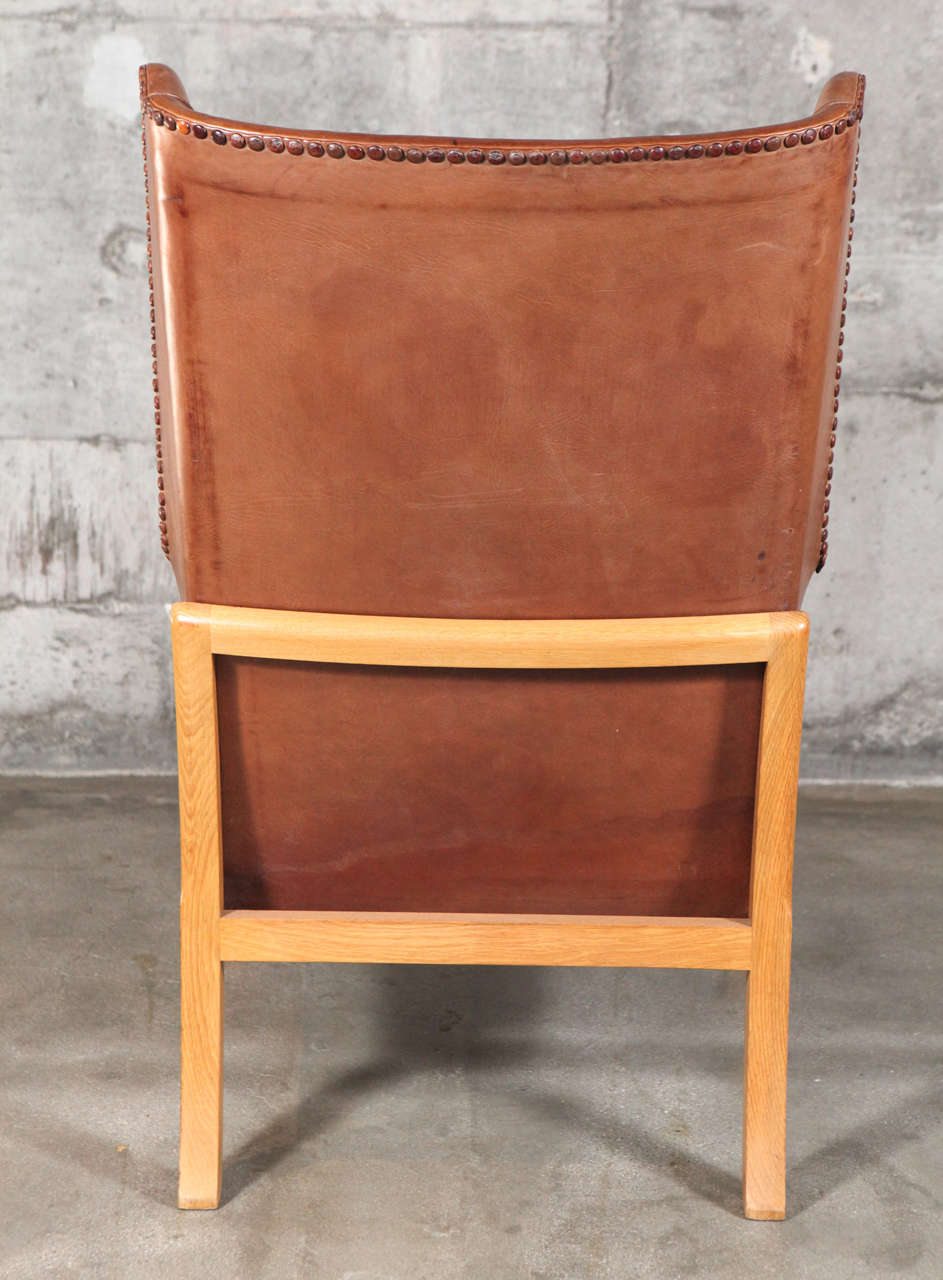 Leather Mogens Koch Wingback Chair and Stool