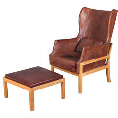 Mogens Koch Wingback Chair and Stool