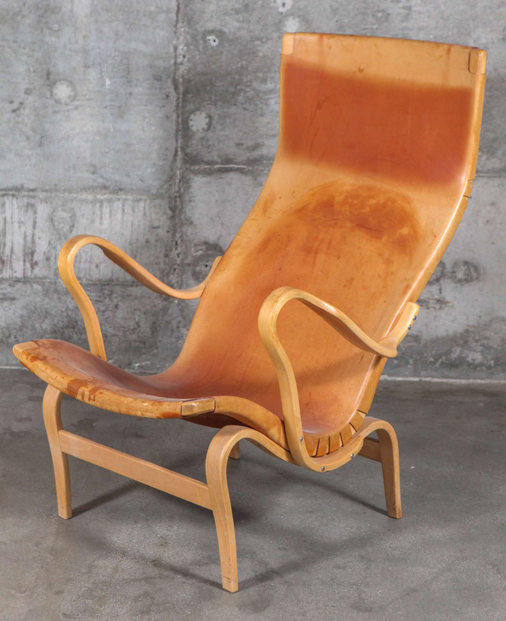 Bruno Mathsson Chair & Footstool In Fair Condition In Los Angeles, CA
