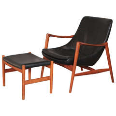 Ib Kofod-Larsen Easy Chair and Ottoman