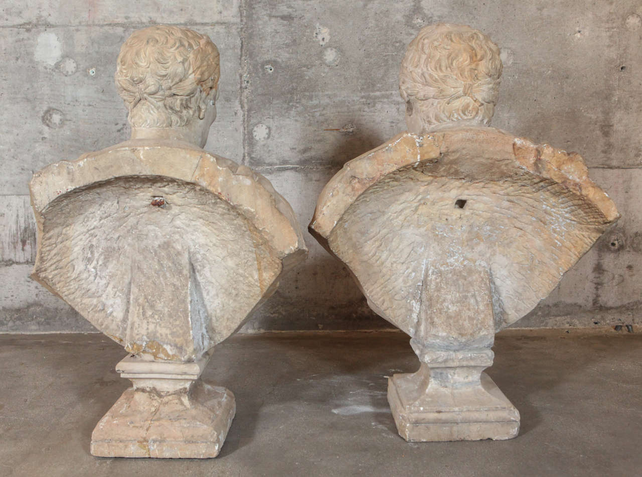 Sandstone Busts of Caligula & Tiberius For Sale