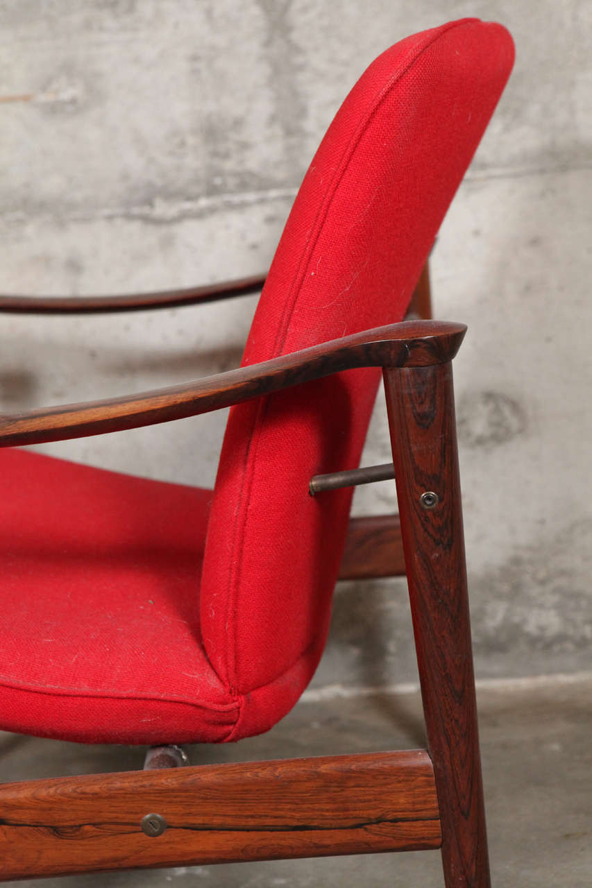 Norwegian Fredrik A. Kayser Rosewood Easy Chair, Model 711 For Sale