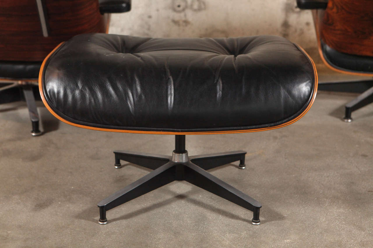 Pair of Eames Lounge Chairs and Ottomans 3