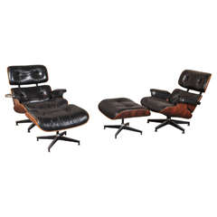 Pair of Eames Lounge Chairs and Ottomans