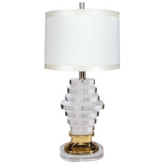 Lucite and Brass Lamp