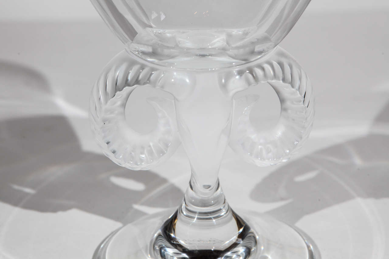French Large Ram Centerpiece Bowl or Vase by Lalique France