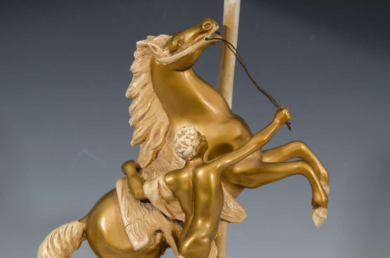1940s Figural Horse and Rider Table Lamp In Good Condition In New York, NY