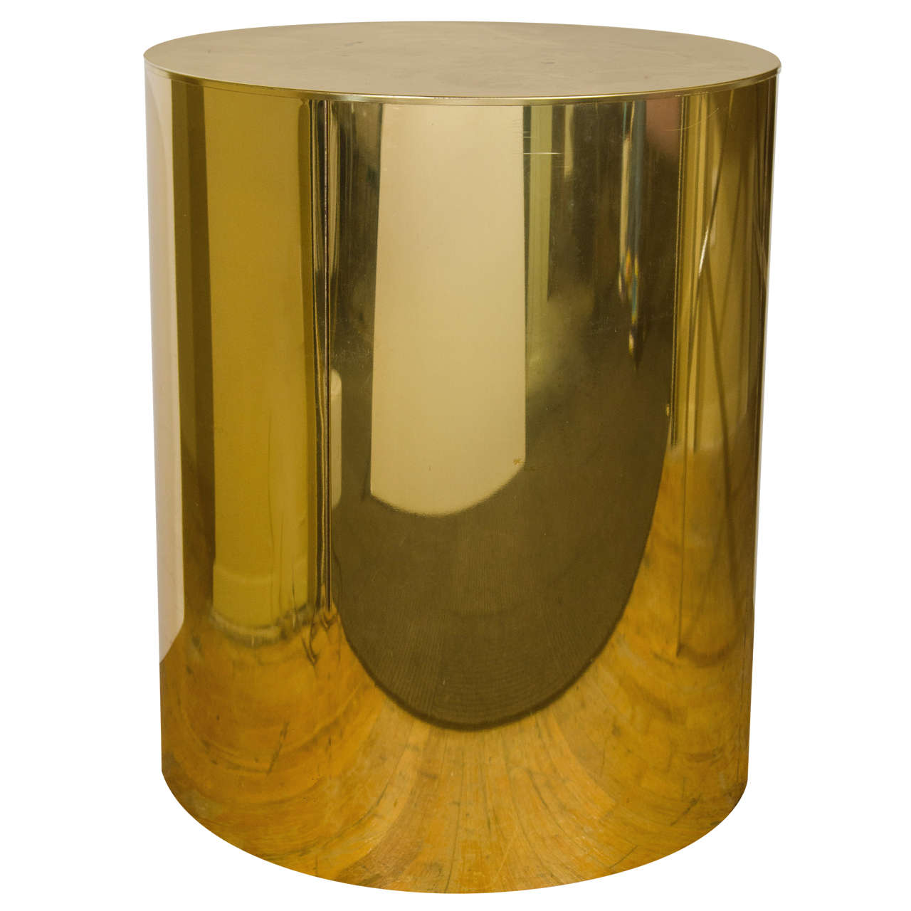 Midcentury Signed Curtis Jere Brass Drum Table