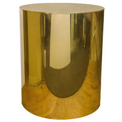 Midcentury Signed Curtis Jere Brass Drum Table