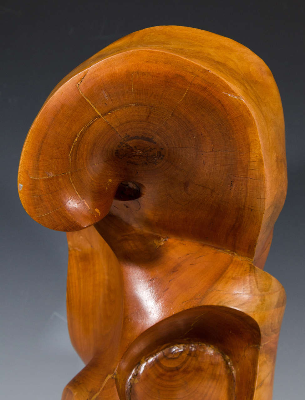 American Midcentury Carved Wood Abstract Sculpture by Edmund Spiro