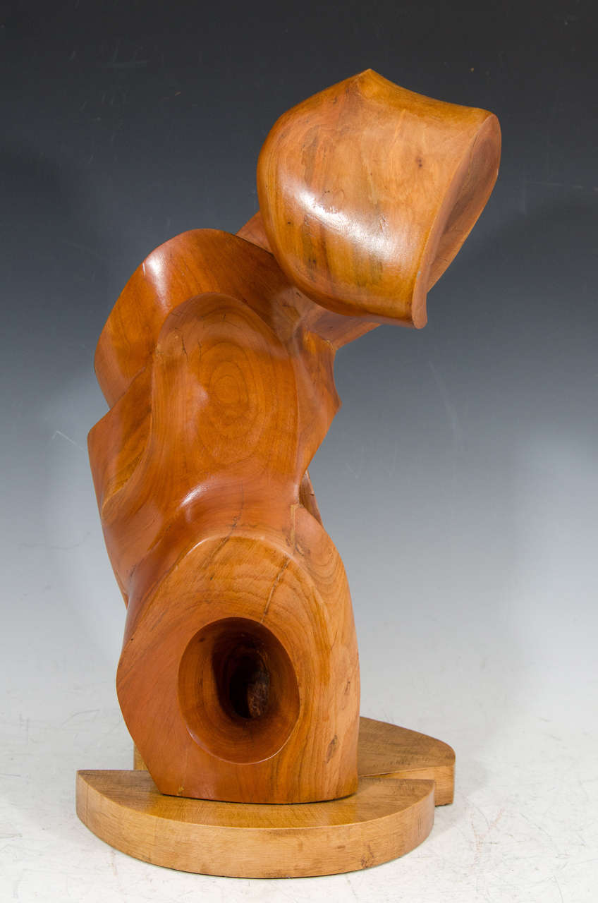 Midcentury Carved Wood Abstract Sculpture by Edmund Spiro In Good Condition In New York, NY