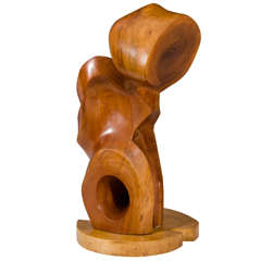 Midcentury Carved Wood Abstract Sculpture by Edmund Spiro 10