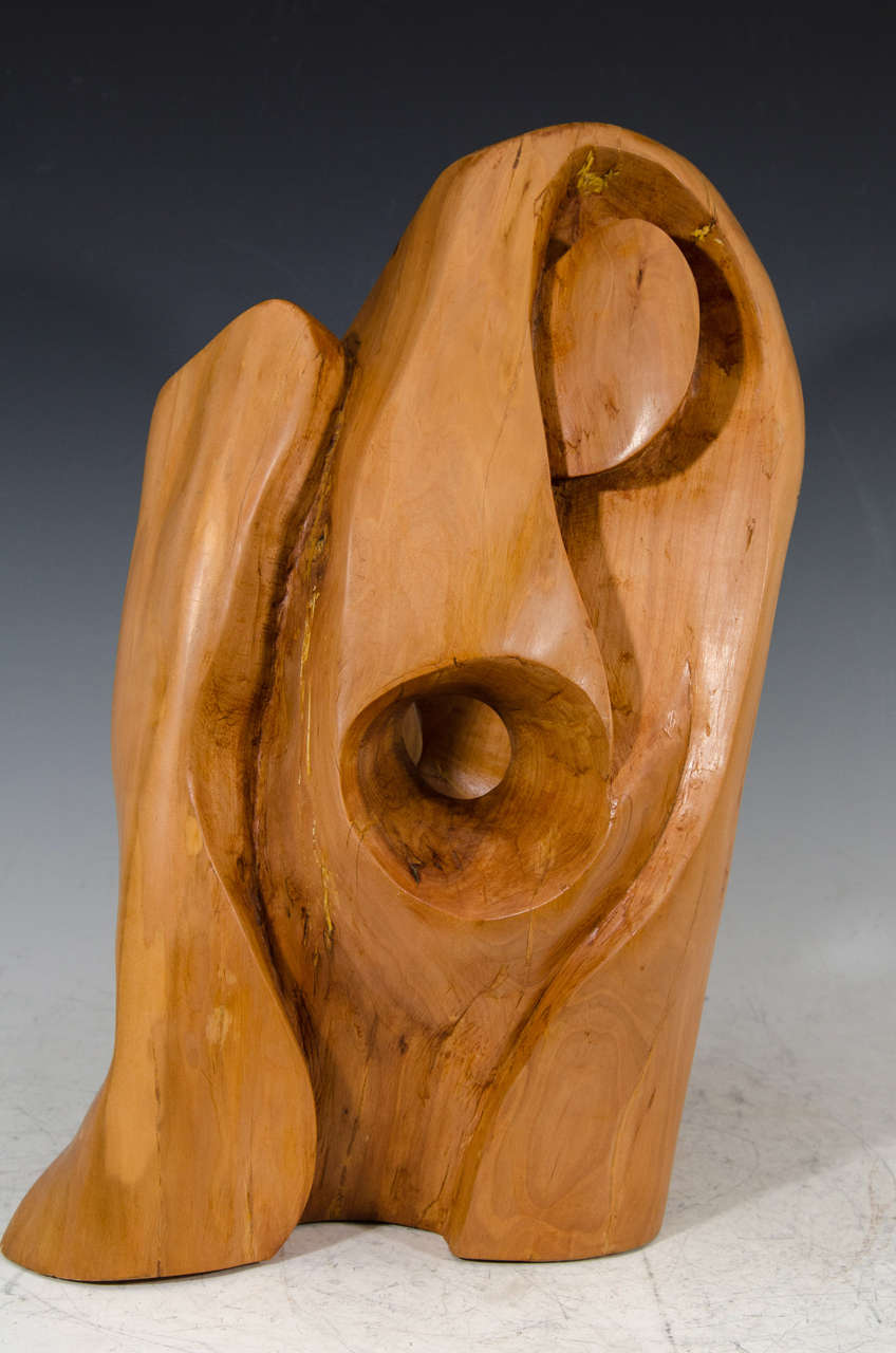 20th Century Midcentury Carved Wood Abstract Sculpture by Edmund Spiro