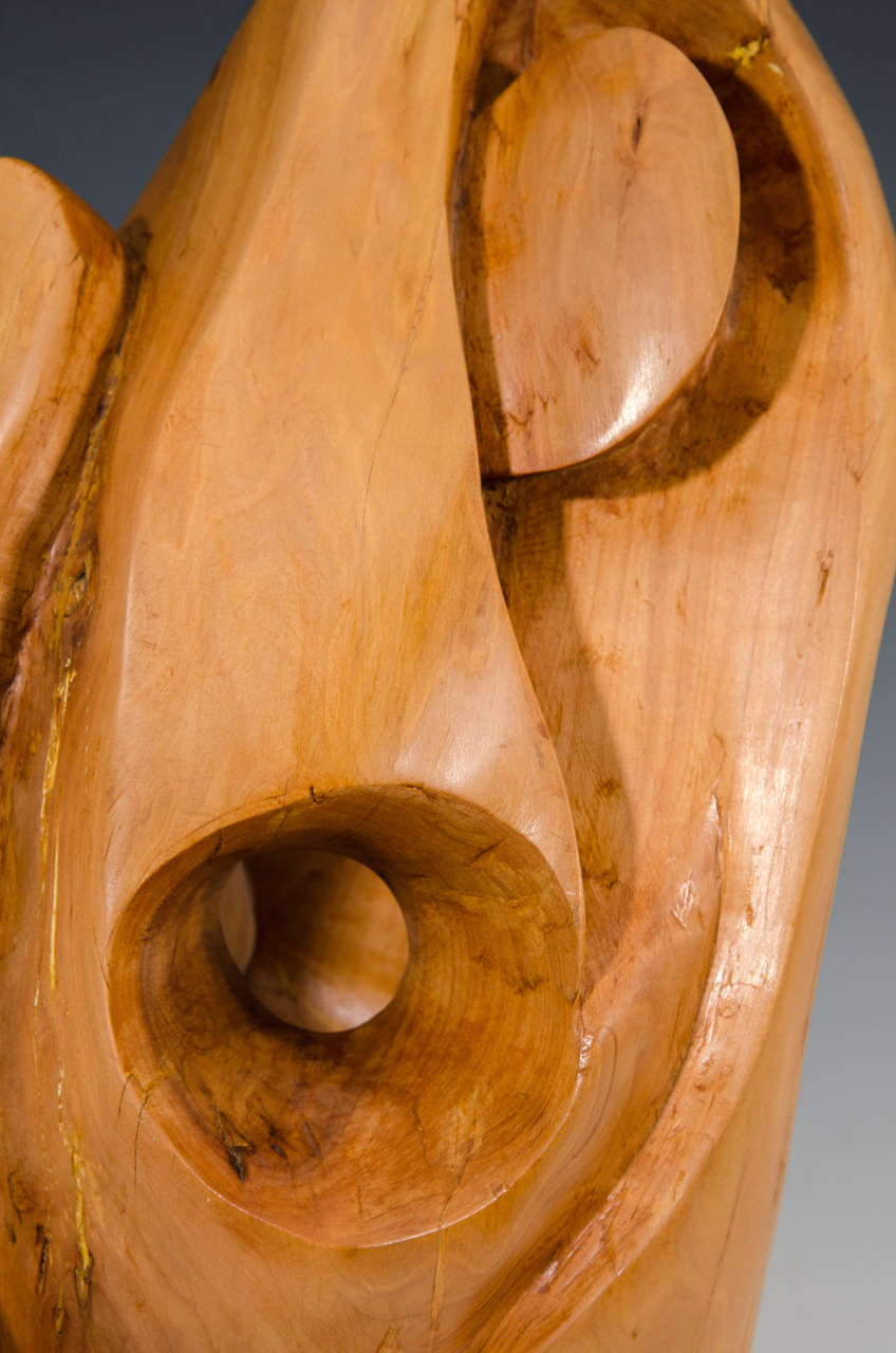 Midcentury Carved Wood Abstract Sculpture by Edmund Spiro 1