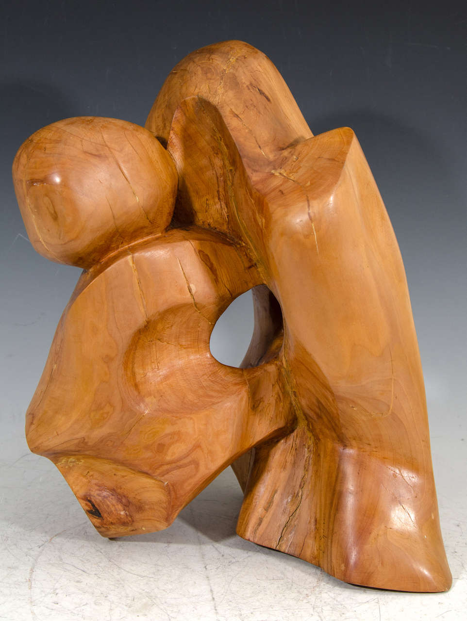 Midcentury Carved Wood Abstract Sculpture by Edmund Spiro 2