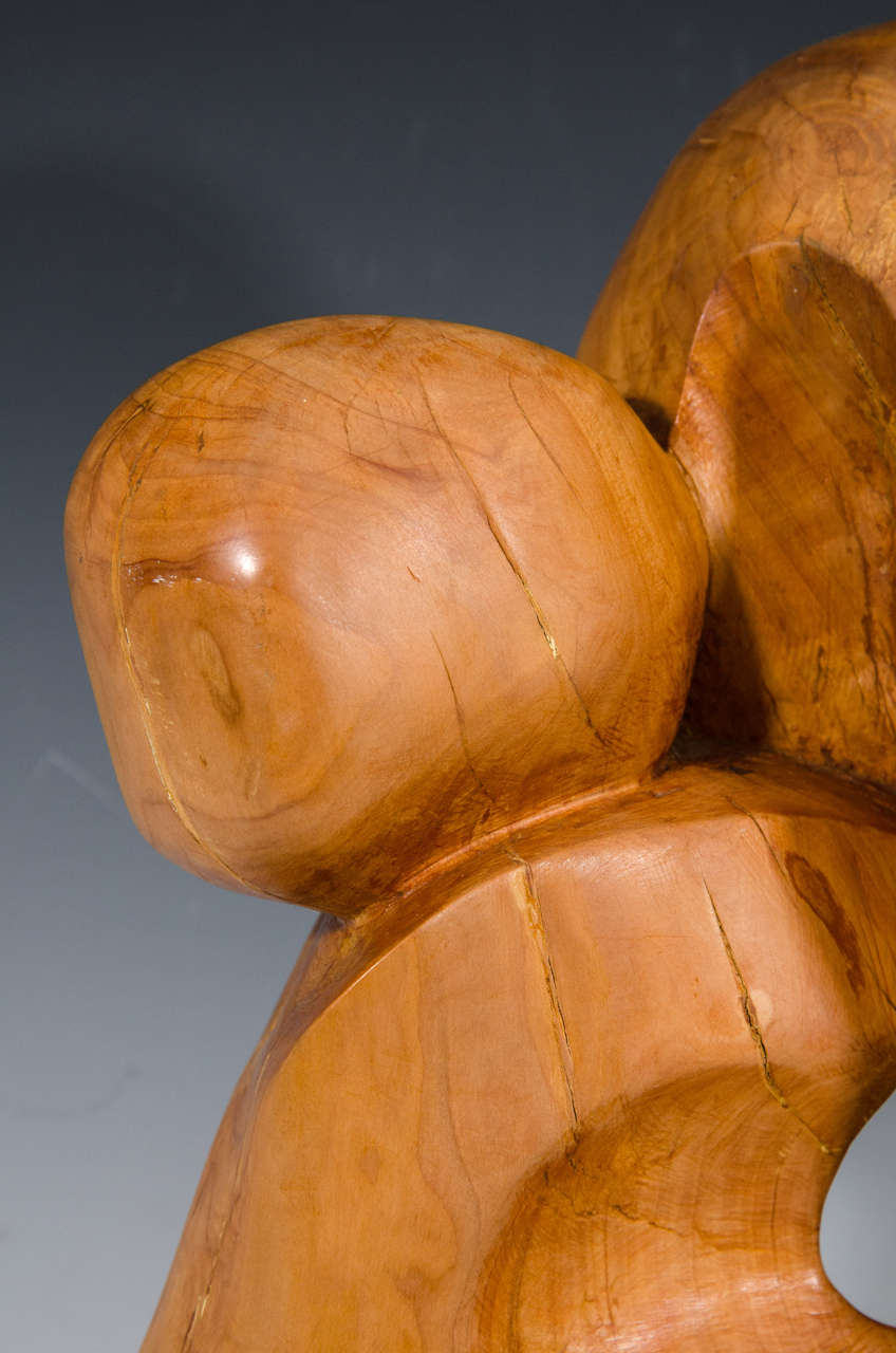 Midcentury Carved Wood Abstract Sculpture by Edmund Spiro 3