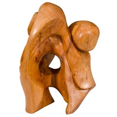 Midcentury Carved Wood Abstract Sculpture by Edmund Spiro