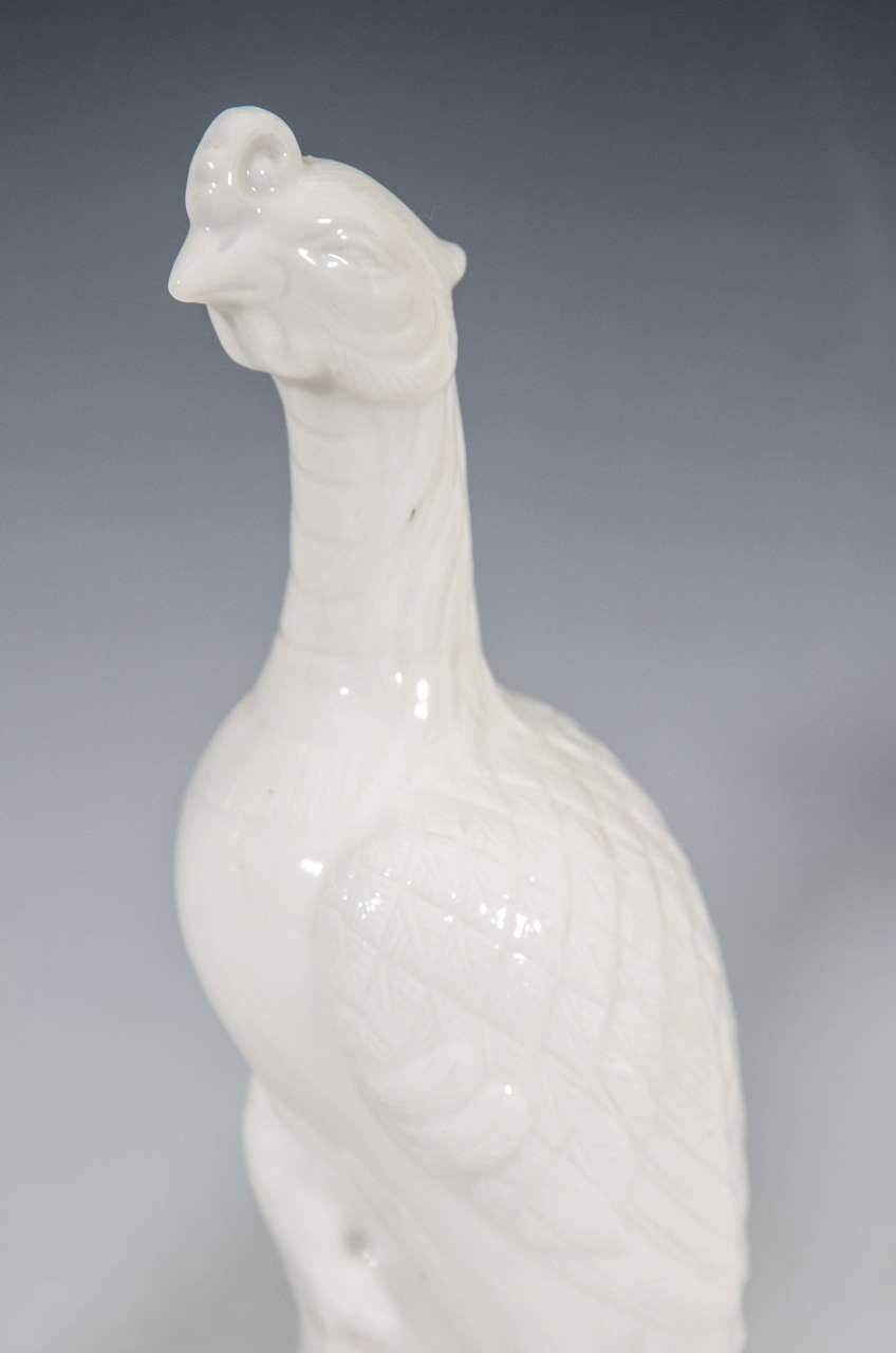 Glazed Blanc de Chine Decorative and Sculptural Pheasant or Phoenix Birds