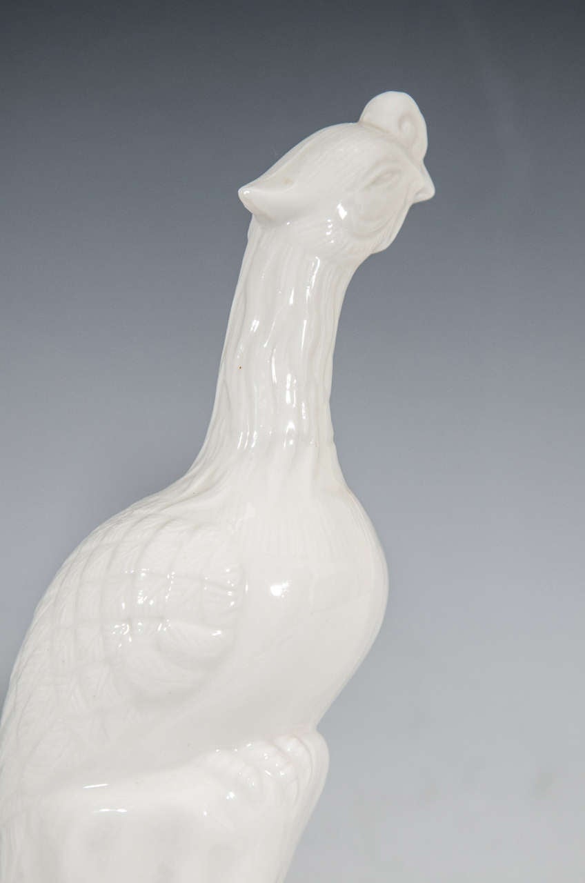 Porcelain Blanc de Chine Decorative and Sculptural Pheasant or Phoenix Birds