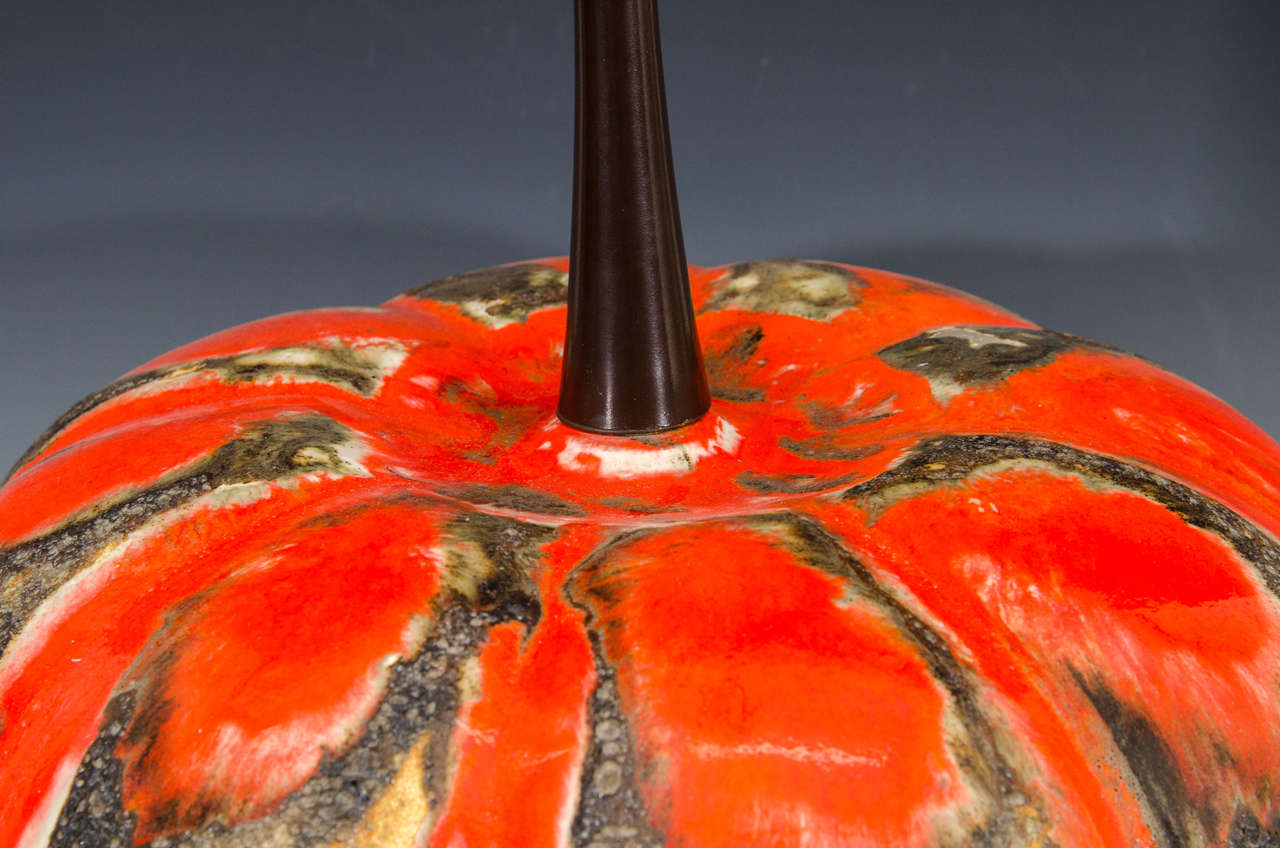 Late 20th Century Midcentury Monumental Lava Glaze Ceramic Table Lamp