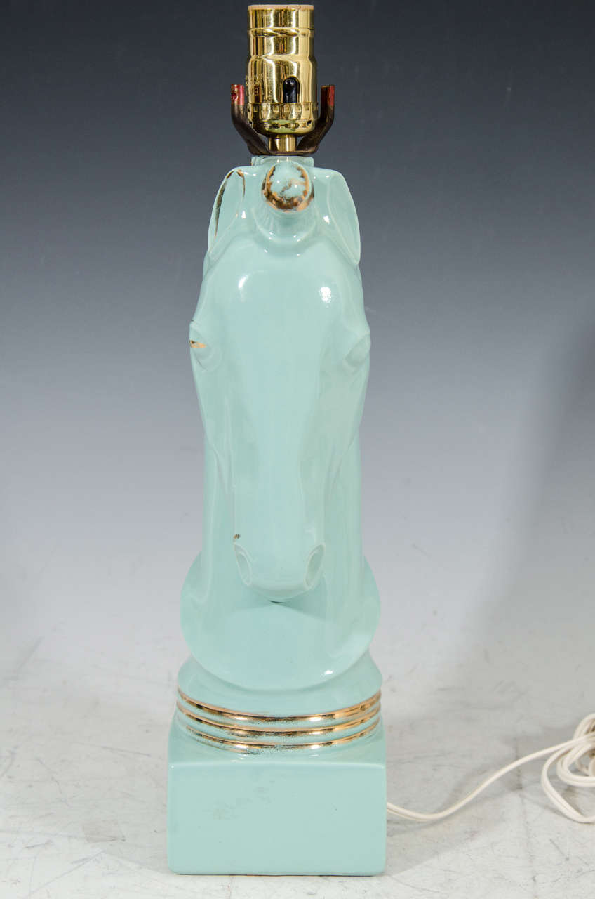 vintage ceramic horse head lamp