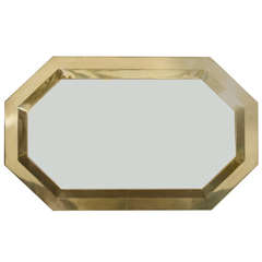 Vintage Brass Framed Octagonal Wall Mirror, 1970s 4