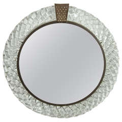Venini Italian Murano Glass and Bronze Wall or Vanity Mirror, Italy 1940s 3
