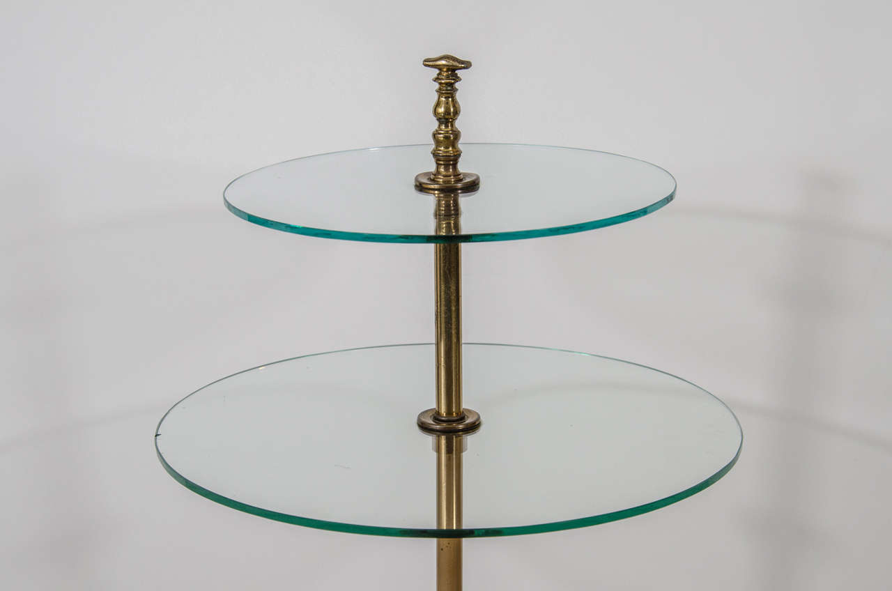 20th Century Vintage Modern Brass and Glass Side Table after Gio Ponti, Italy