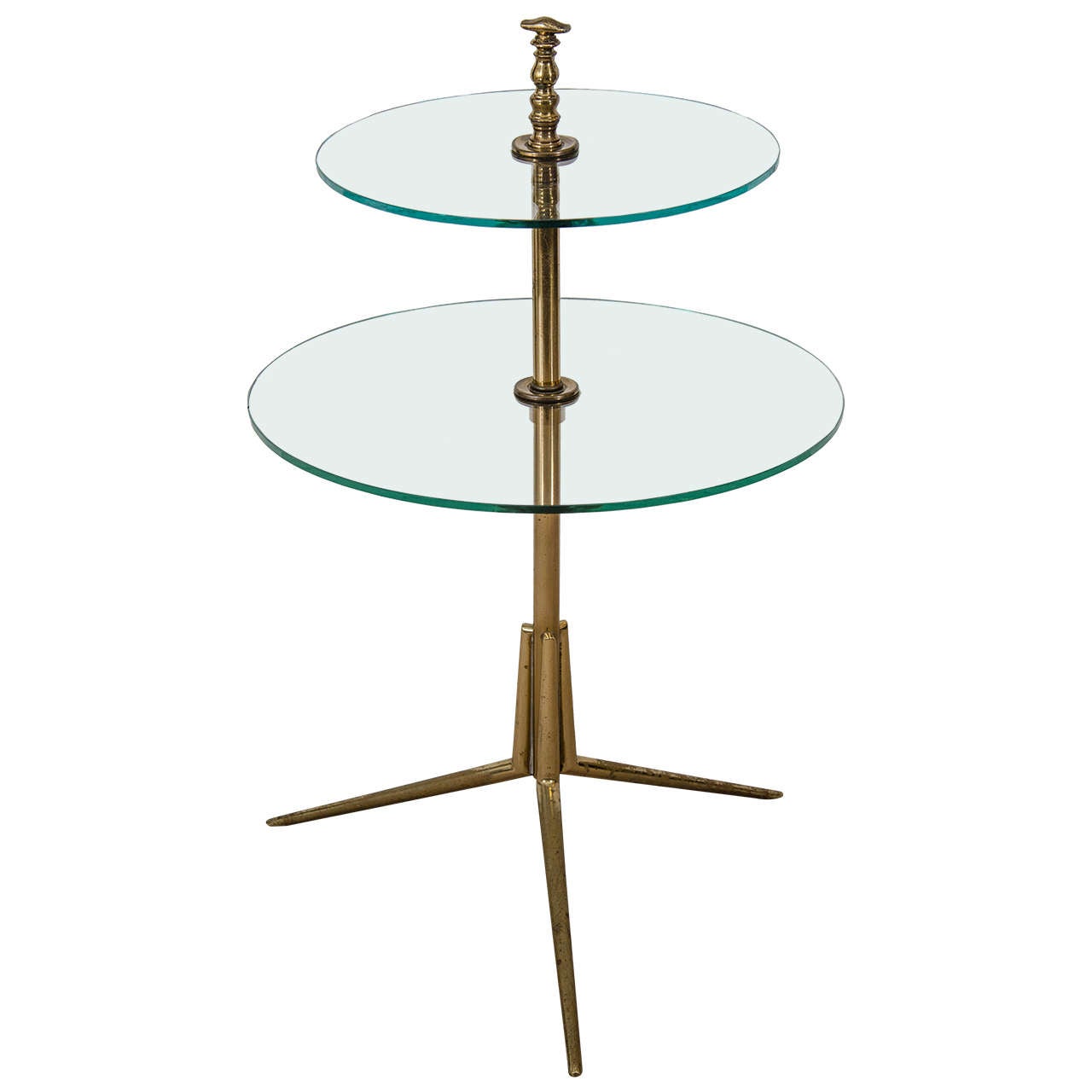 Vintage Modern Brass and Glass Side Table after Gio Ponti, Italy