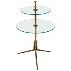 Vintage Modern Brass and Glass Side Table after Gio Ponti, Italy