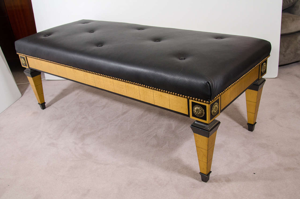Midcentury Baker "Beacon Hill" Bench in Black Leather