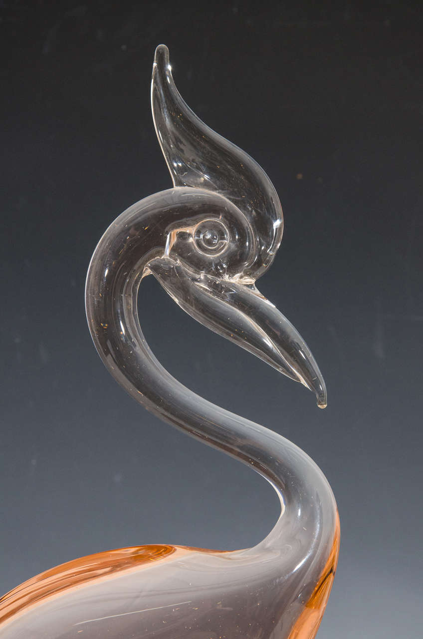 Italian Midcentury Pair of Murano Glass Sculptural Exotic Birds