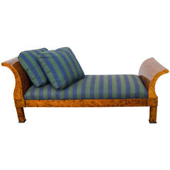 Antique Biedermeier Daybed in Striped Upholstery