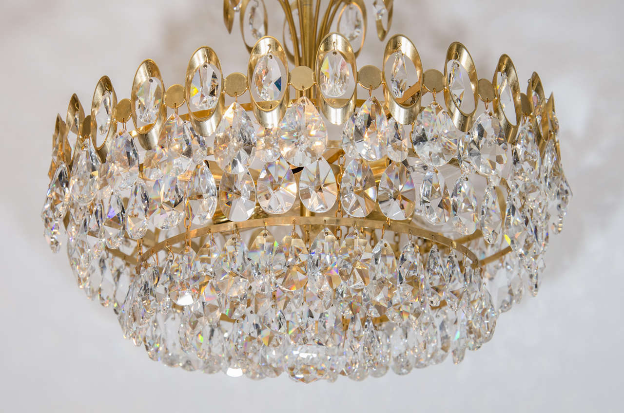 Italian A Midcentury Chandelier in the Style of Sciolari with Austrian Crystals