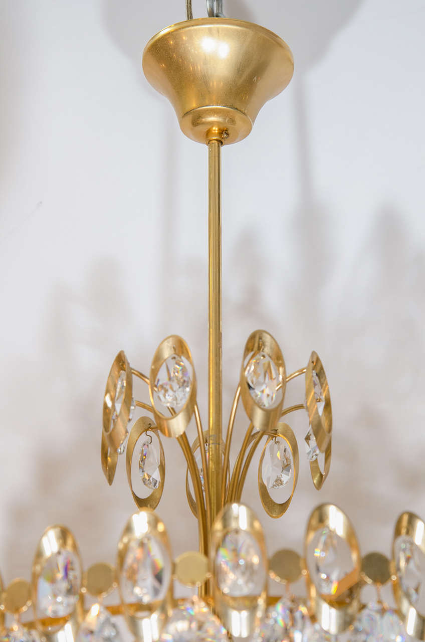 Mid-20th Century A Midcentury Chandelier in the Style of Sciolari with Austrian Crystals