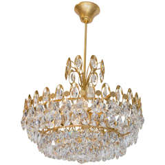 A Midcentury Chandelier in the Style of Sciolari with Austrian Crystals