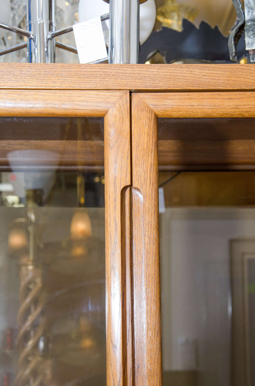 Midcentury Dunbar Double Door Wood and Glass Display Cabinet In Good Condition In New York, NY